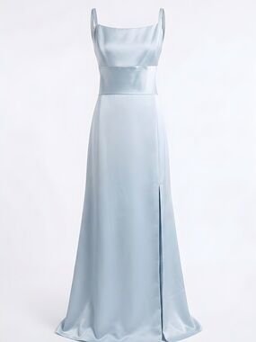 Amsale Ice (Pale Blue) Fluid  Satin Square-Neck Maxi Gown